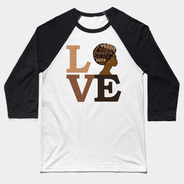 Strong Black Girl Magic Melanin Pride Love Baseball T-Shirt by Merchweaver